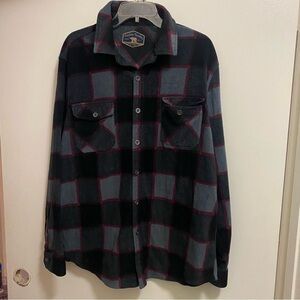 Freedom Foundry Mens Flannel Fleece Shirt Long Sleeve XL Plaid Black Gray Red